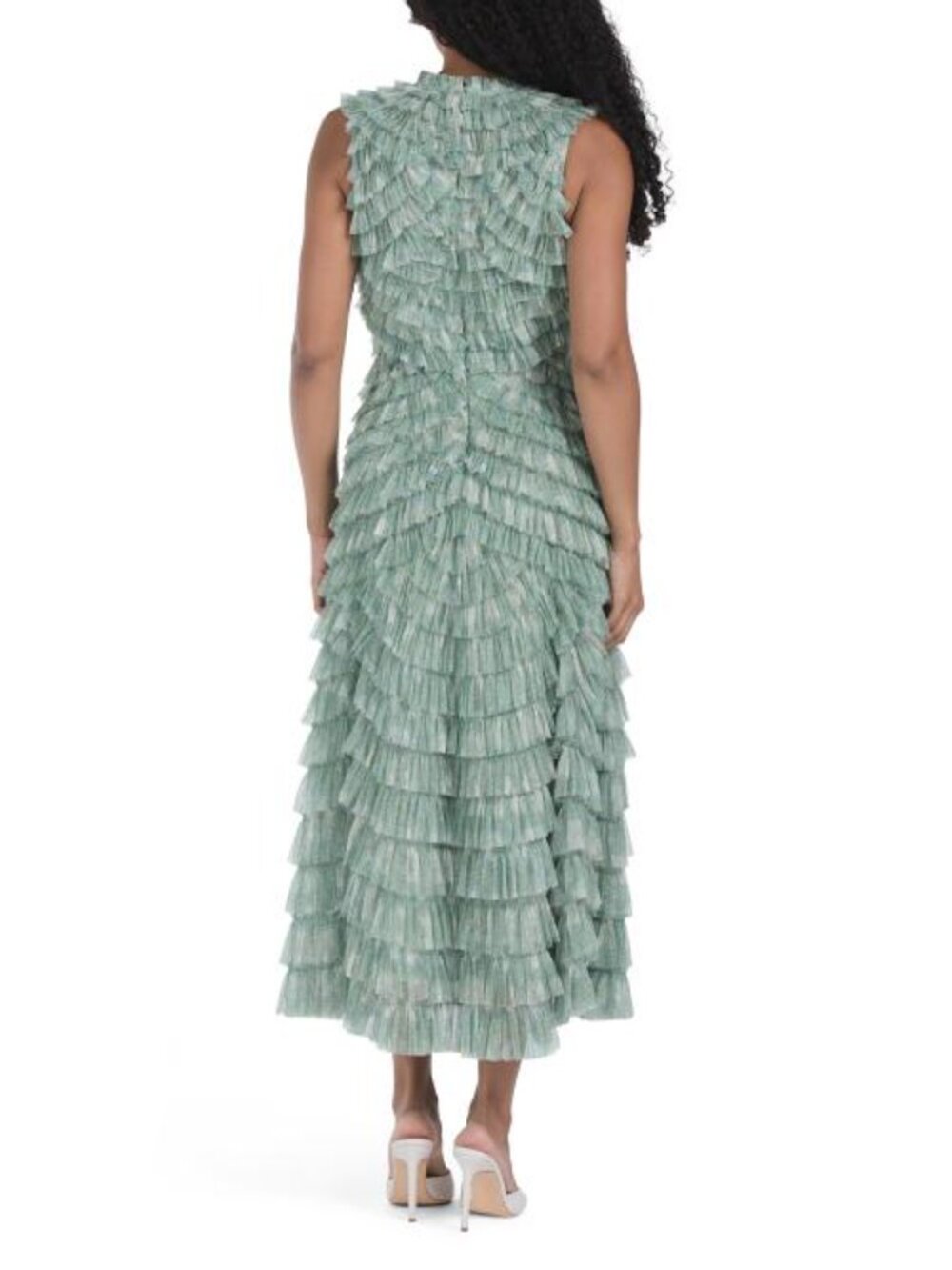 MAC DUGGAL Sleeveless Micro Ruffle Dress - Picture 2 of 3